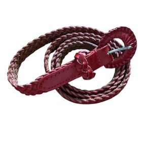 Vintage Red Leather Braided Belt 41" total